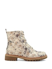 Lunar Cream Dazzle Floral Lace-Up Ankle Boots - Image 3 of 8