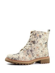 Lunar Cream Dazzle Floral Lace-Up Ankle Boots - Image 4 of 8