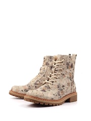 Lunar Cream Dazzle Floral Lace-Up Ankle Boots - Image 7 of 8
