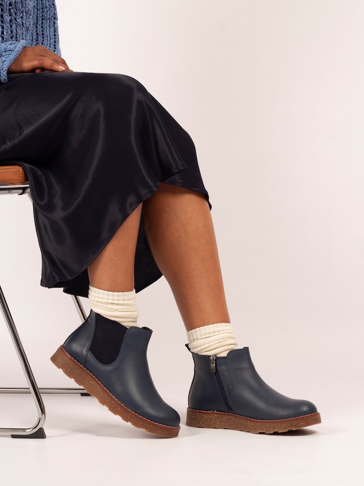 Lunar Blue Georgie Flat Leather Ankle Boots - Image 1 of 2