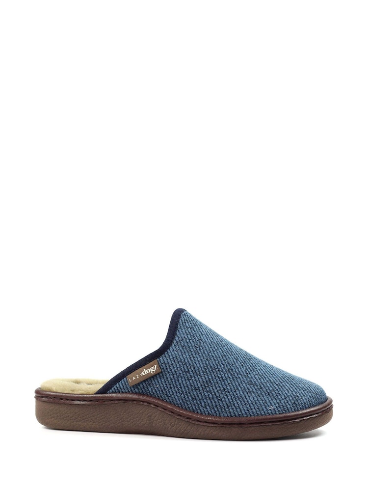 Lazy Dogz Blue Jacob Warm Lined Slip On Slippers - Image 1 of 6