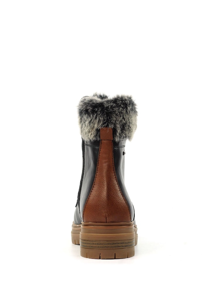 Buy Lunar Black Bernice Faux Fur Trim Waterproof Boots from  display picture 2