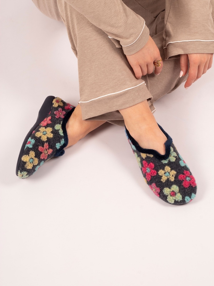 Lunar Blue Lychee Floral Full Slippers - Image 1 of 10
