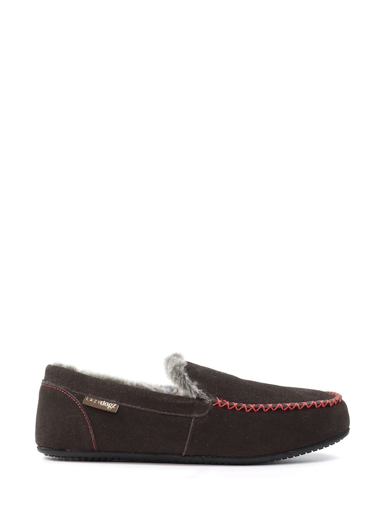 Lazy Dogz Henry Mocassin Brown Slippers - Image 1 of 6 Lazy Dogz Henry Mocassin Brown Slippers - Image 1 of 6