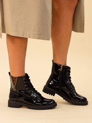 Lunar Nevada Patent Ankle Black Boots - Image 1 of 2