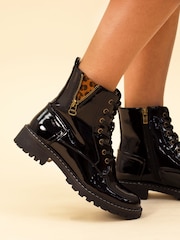 Lunar Nevada Patent Ankle Black Boots - Image 2 of 2