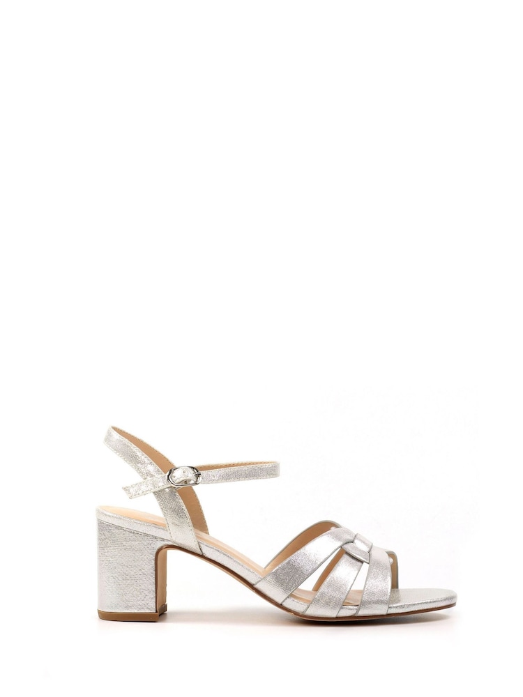 Lunar Silver Utah Block Heel Metallic Sandals - Image 2 of 6 Lunar Silver Utah Block Heel Metallic Sandals - Image 2 of 6