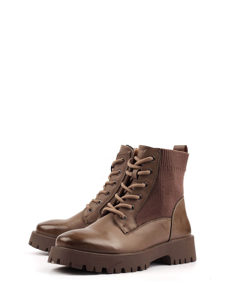 Lunar Tetris Chunky Ankle Brown Boots - Image 2 of 8 Lunar Tetris Chunky Ankle Brown Boots - Image 2 of 8