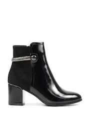Lunar Lily Patent Heeled Ankle Black Boots - Image 4 of 8