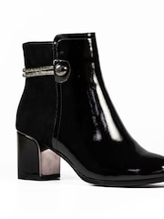 Lunar Lily Patent Heeled Ankle Black Boots - Image 5 of 8