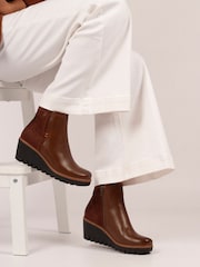 Lunar Pixie Wedge Ankle Brown Boots - Image 1 of 7