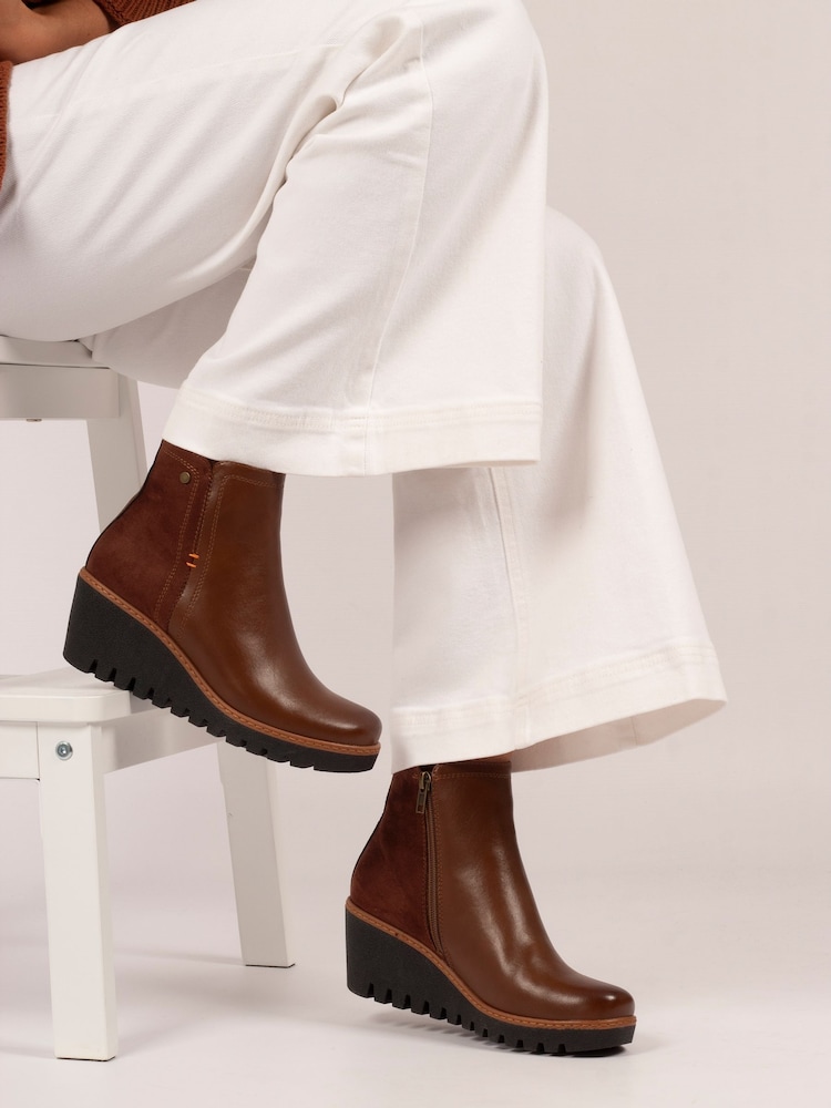 Lunar Pixie Wedge Ankle Brown Boots - Image 1 of 7