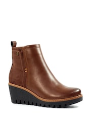 Lunar Pixie Wedge Ankle Brown Boots - Image 3 of 7