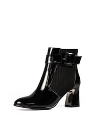 Lunar Trudy Patent Heeled Ankle Black Boots - Image 5 of 8