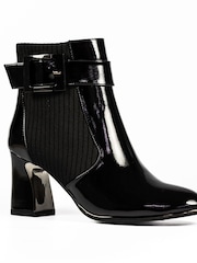 Lunar Trudy Patent Heeled Ankle Black Boots - Image 8 of 8