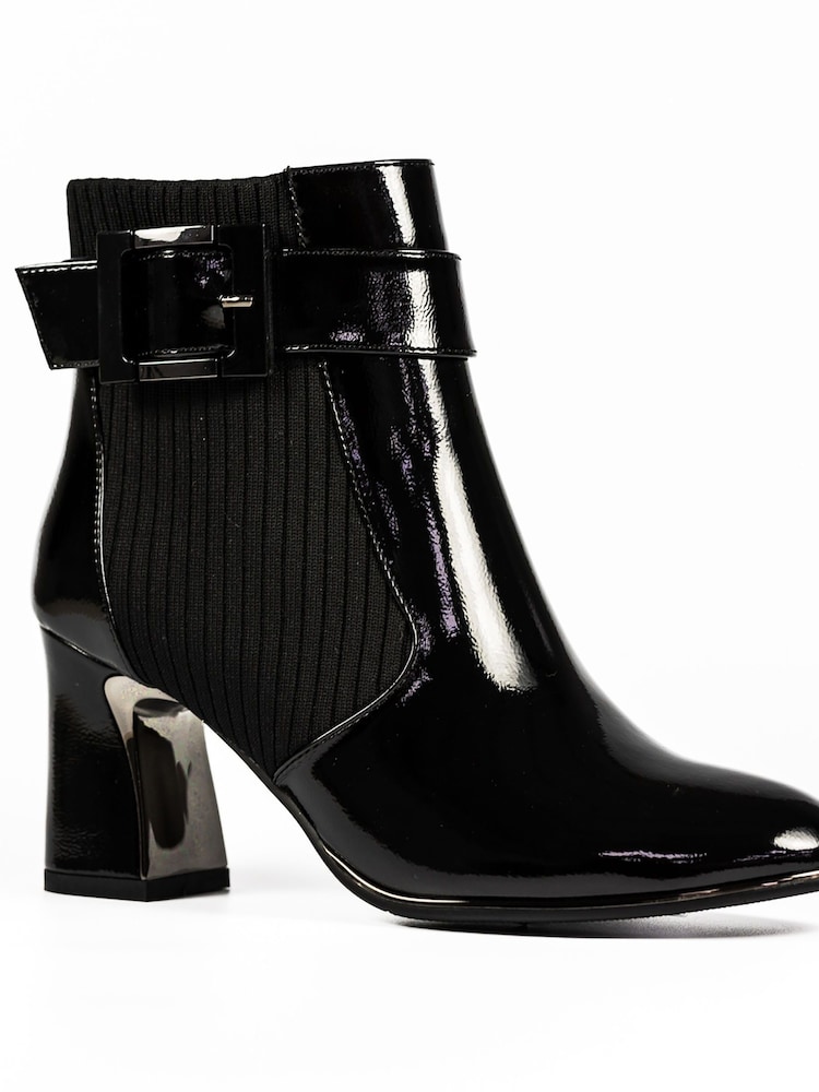Lunar Trudy Patent Heeled Ankle Black Boots - Image 8 of 8