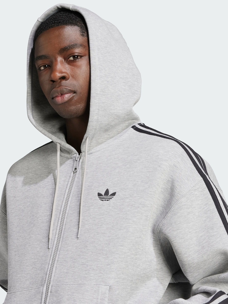 adidas Originals Grey Adicolor Spacer Oversized Hoodie - Image 2 of 5 adidas Originals Grey Adicolor Spacer Oversized Hoodie - Image 2 of 5