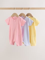 Bright 3 Pack Two Way Zip Baby Romper (0mths-3yrs) - Image 1 of 11