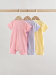 Bright 3 Pack Two Way Zip Baby Romper (0mths-3yrs) - Image 2 of 11