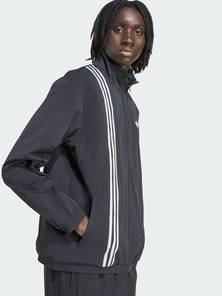 adidas Originals Black Firebird Front Stripes Woven Track Top - Image 1 of 5 adidas Originals Black Firebird Front Stripes Woven Track Top - Image 1 of 5