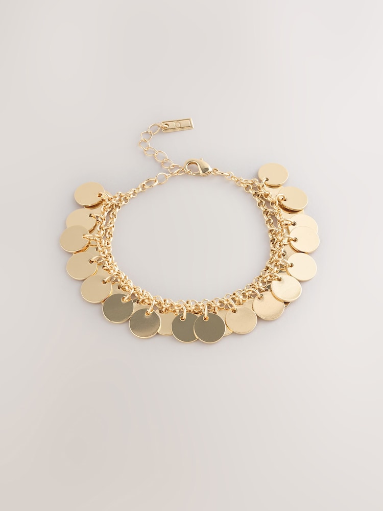 金色 - Statement Disc Bracelet - 圖片 1/3
