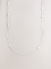 Silver Tone Rope Beaded Long Necklace - Image 1 of 3