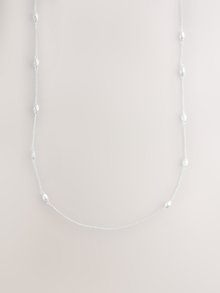 Silver Tone Rope Beaded Long Necklace - Image 1 of 3