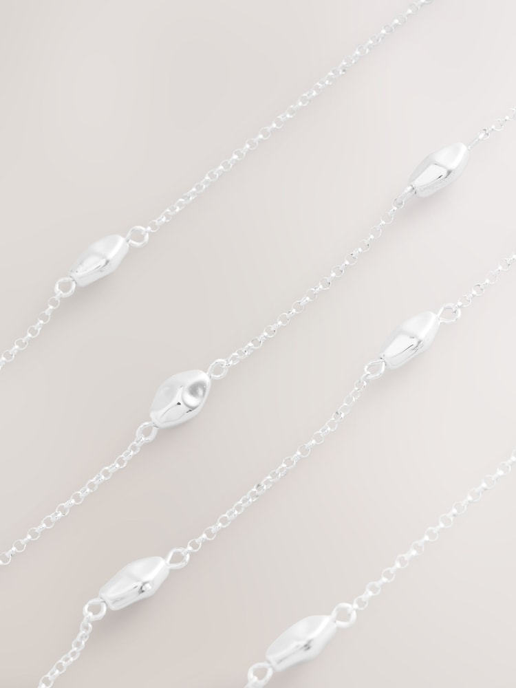 Silver Tone Rope Beaded Long Necklace - Image 3 of 3