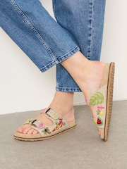 FatFace Natural Coco Embroiderd Footbed Sandal - Image 1 of 5
