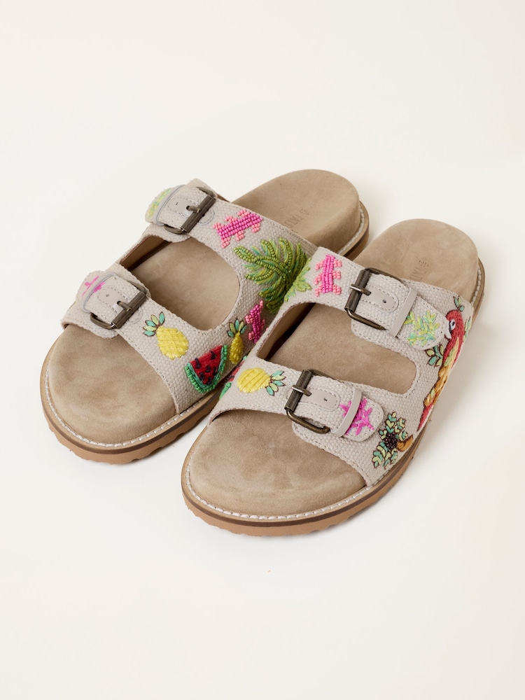 FatFace Natural Coco Embroiderd Footbed Sandal - Image 5 of 5