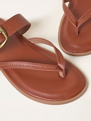 FatFace Tan Brown Leather Boho Slider Sandal - Image 2 of 3