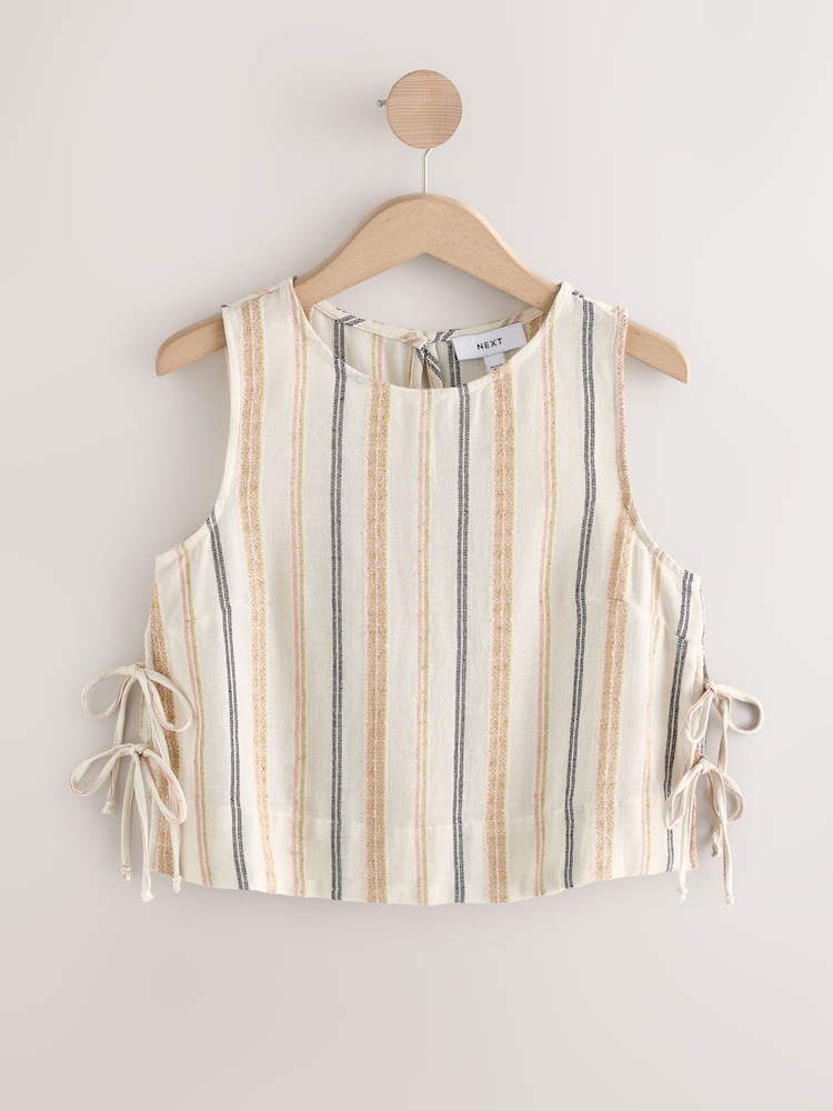 Peach Pink Lightweigth Summer Striped Shell Top - Image 1 of 3