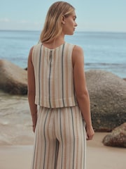 Peach Pink Lightweigth Summer Striped Shell Top - Image 4 of 8