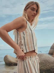 Peach Pink Lightweigth Summer Striped Shell Top - Image 5 of 8