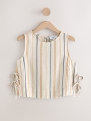 Peach Pink Lightweigth Summer Striped Shell Top - Image 6 of 8