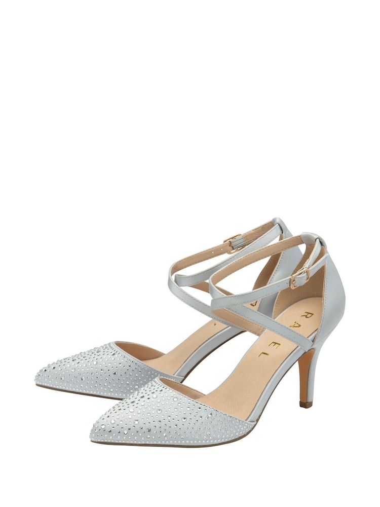 Ravel Silver Satin Pointed Toe Heeled Shoes - Image 2 of 4 Ravel Silver Satin Pointed Toe Heeled Shoes - Image 2 of 4