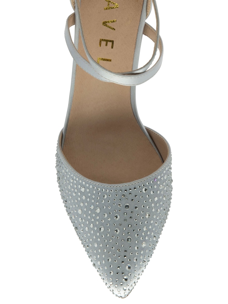 Ravel Silver Satin Pointed Toe Heeled Shoes - Image 4 of 4 Ravel Silver Satin Pointed Toe Heeled Shoes - Image 4 of 4