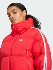 adidas Originals Red Adicolor Cropped Synthetic Down Puffer Jacket - Image 3 of 5