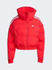 adidas Originals Red Adicolor Cropped Synthetic Down Puffer Jacket - Image 5 of 5