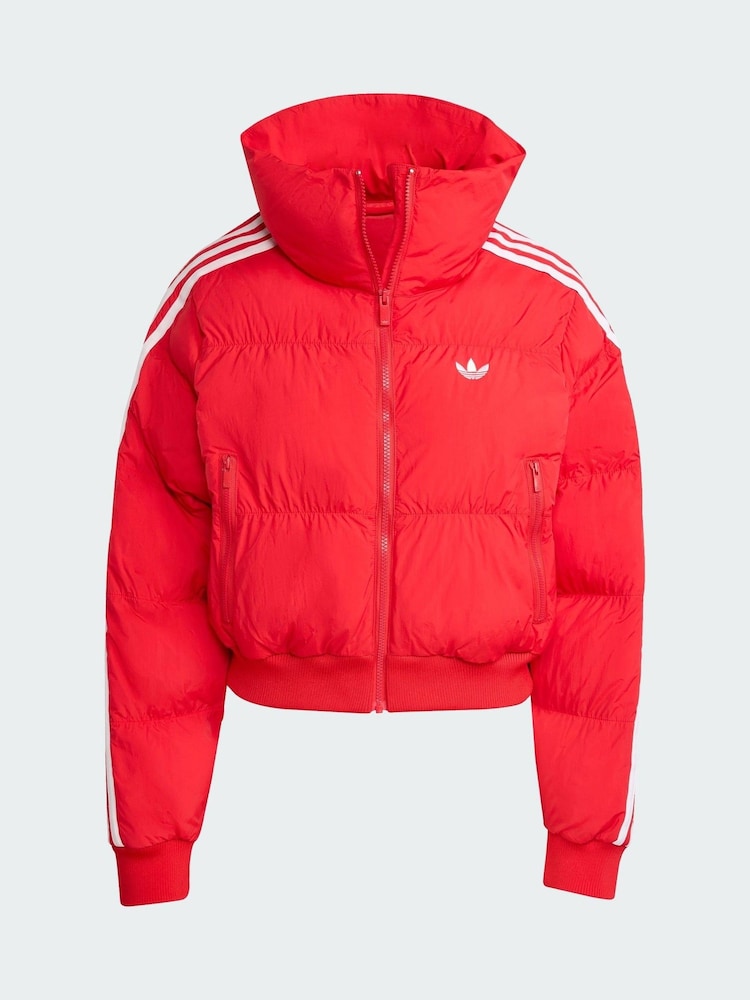 adidas Originals Red Adicolor Cropped Synthetic Down Puffer Jacket - Image 5 of 5