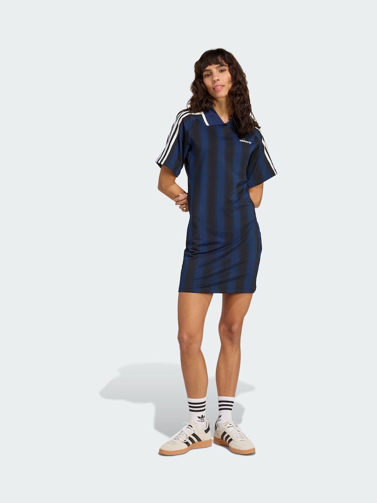 adidas Originals Blue Football Inspired Graphic Dress - Image 1 of 5