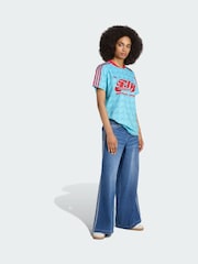 adidas Originals Blue Graphic Football Allover Print Jersey - Image 1 of 5