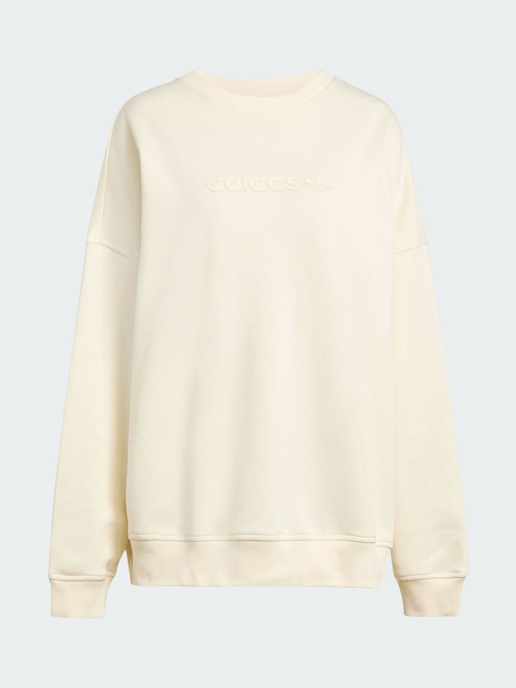 adidas Originals White Essentials Linear Oversized Crew Sweatshirt - Image 5 of 5