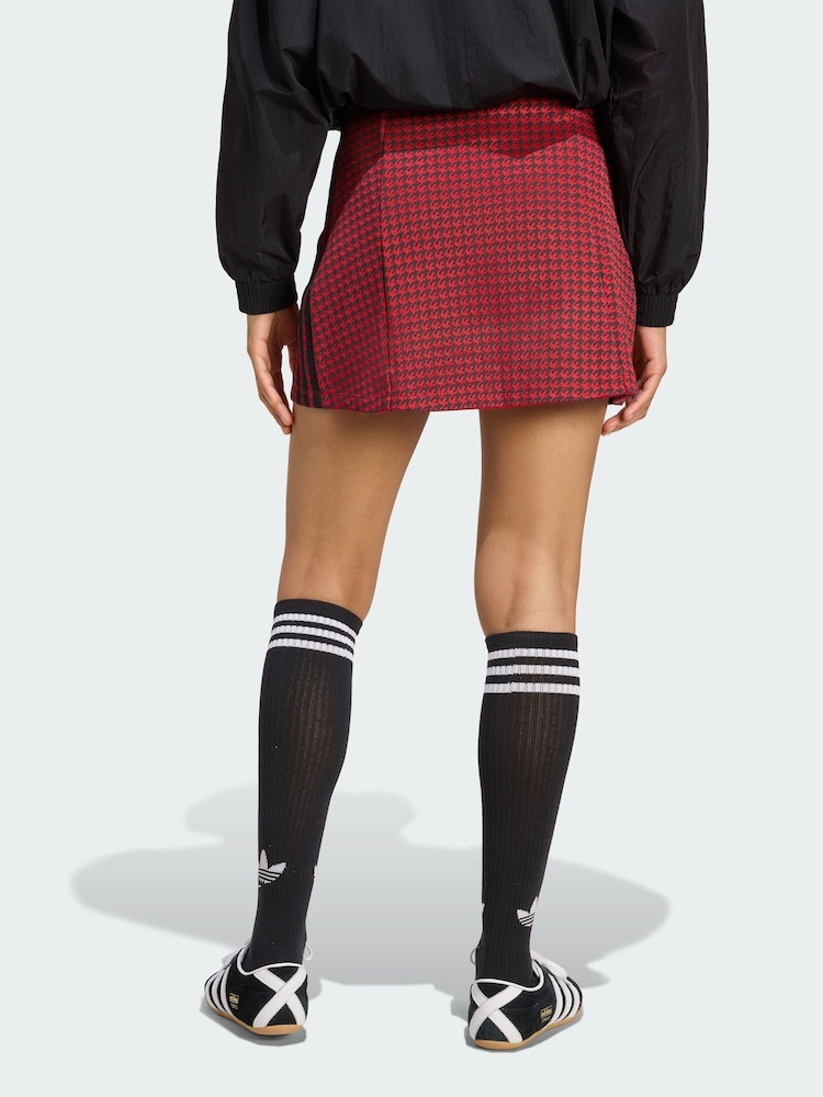adidas Originals Red Houndstooth Tailored Skirt - Image 2 of 5