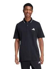 adidas Black Essentials 3-Stripes Piqué Polo Shirt - Image 1 of 5