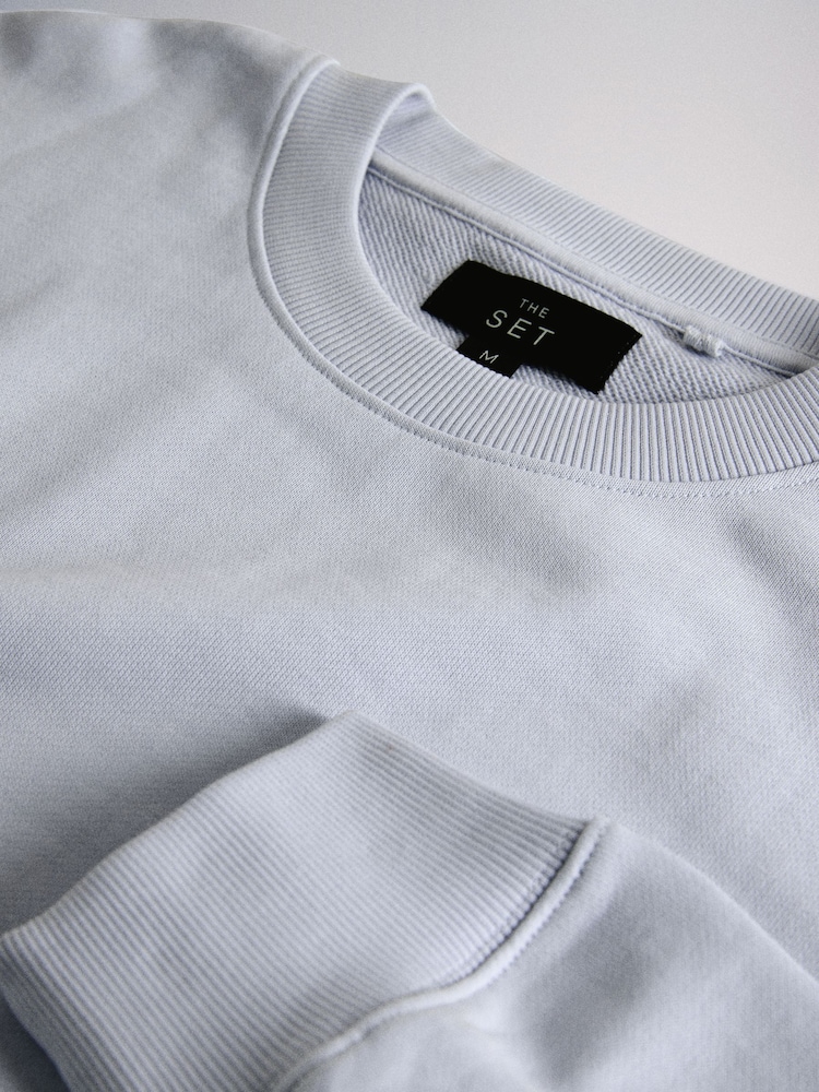 The Set 3 Pack Heavy Cotton Loop Back Crew Neck Sweat Tops Blue/Navy - Image 13 of 13