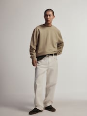 The Set 3 Pack Heavy Cotton Loop Back Crew Neck Sweat Tops Blue/Navy - Image 9 of 13