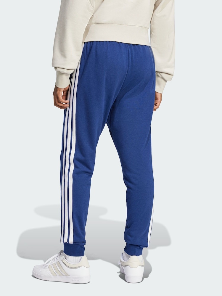 adidas Blue Essential 3-Stripes French Terry Joggers - Image 2 of 5 adidas Blue Essential 3-Stripes French Terry Joggers - Image 2 of 5