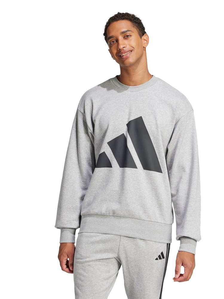 adidas Grey Essentials Big Logo French Terry Sweatshirt - Image 1 of 5 adidas Grey Essentials Big Logo French Terry Sweatshirt - Image 1 of 5