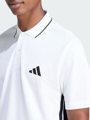 adidas White Essentials 3-Stripes Piqué Polo Shirt - Image 3 of 5